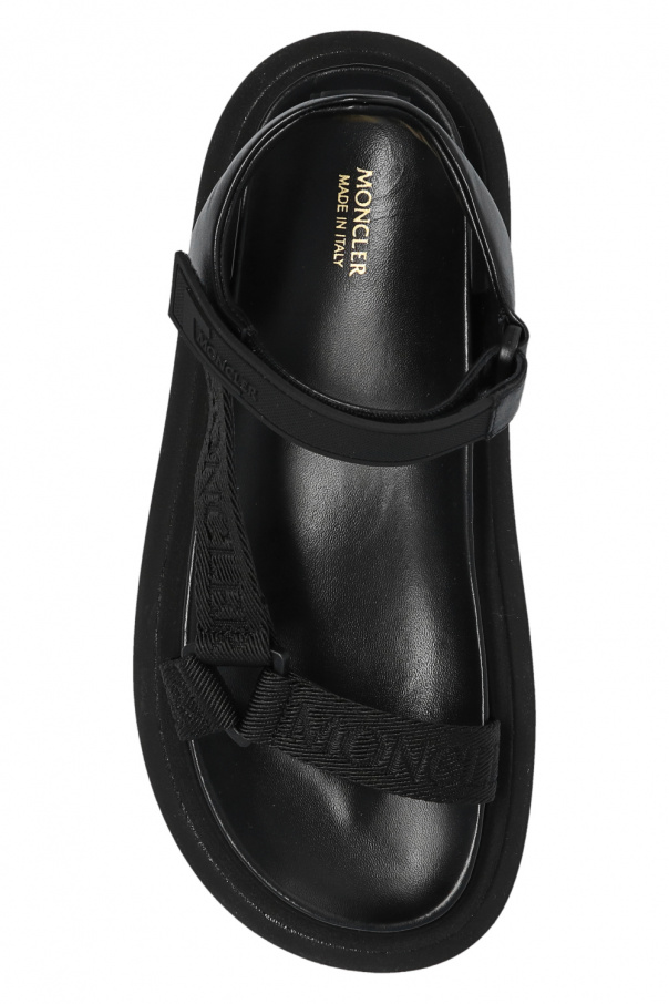 【送料&関税込】Moncler Black Leather And Fabric Sandals Moncler Women's Fantine Leather Woven Sandal Black – Year
